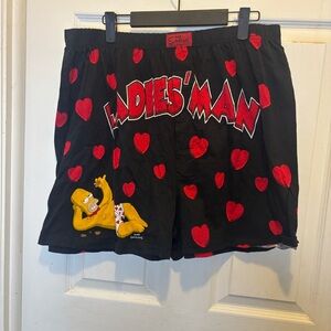 The Simpsons 'Ladies' Man' Boxers - Black with Red Hearts
